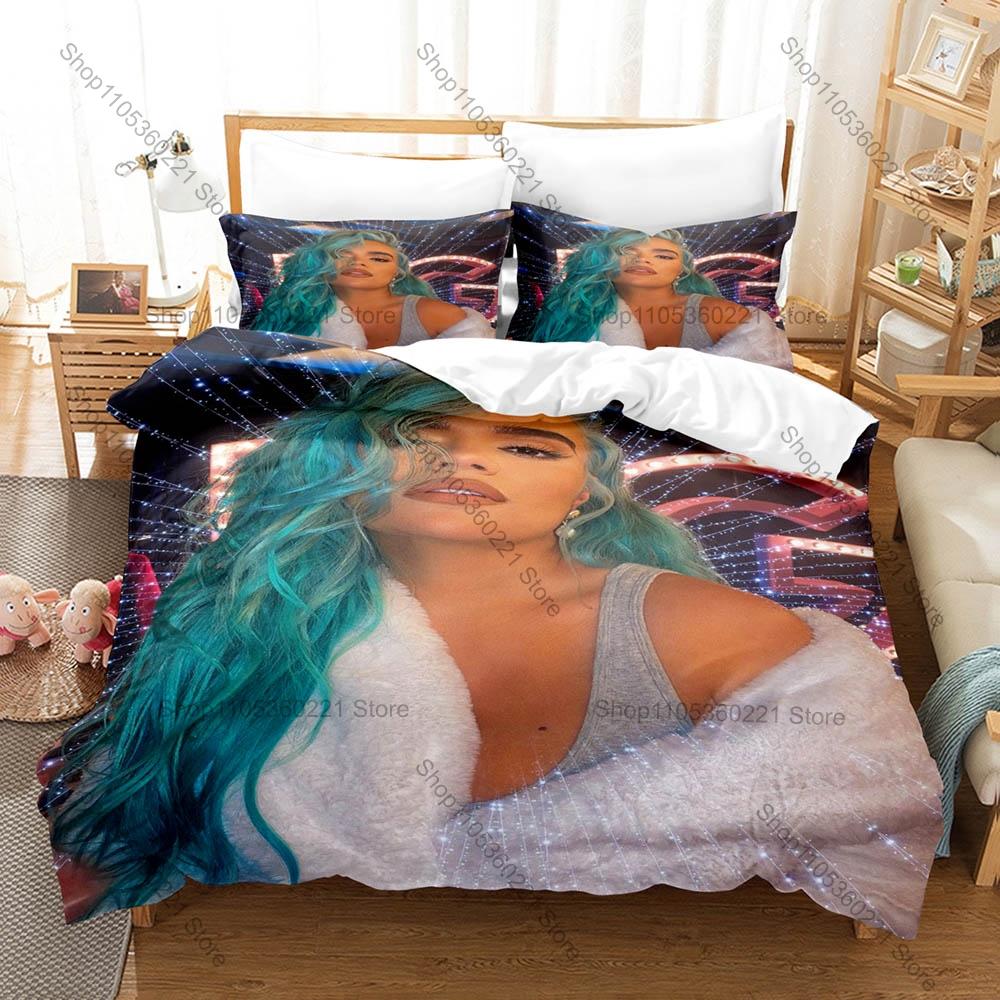 Colombian Reggaeton Icon Karol G Mañana Será Bonito Pink Angel Bichota Album Collage Bedding Set 1 Duvet Cover + 2 Pillowcases