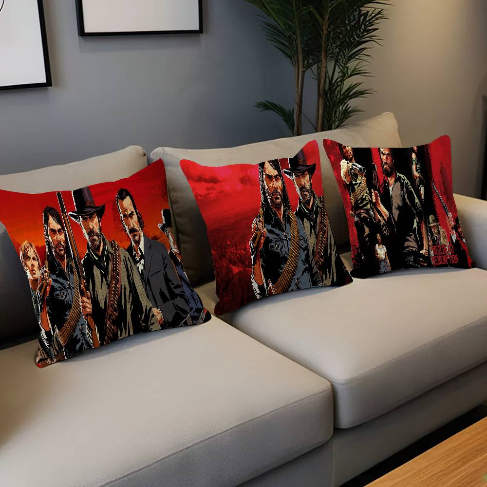 Red Dead R-Redemption Office Cushion Pillowcase Car Cushion Cover45X45CM Lumbar Pillowcase Sofa Pillowcover