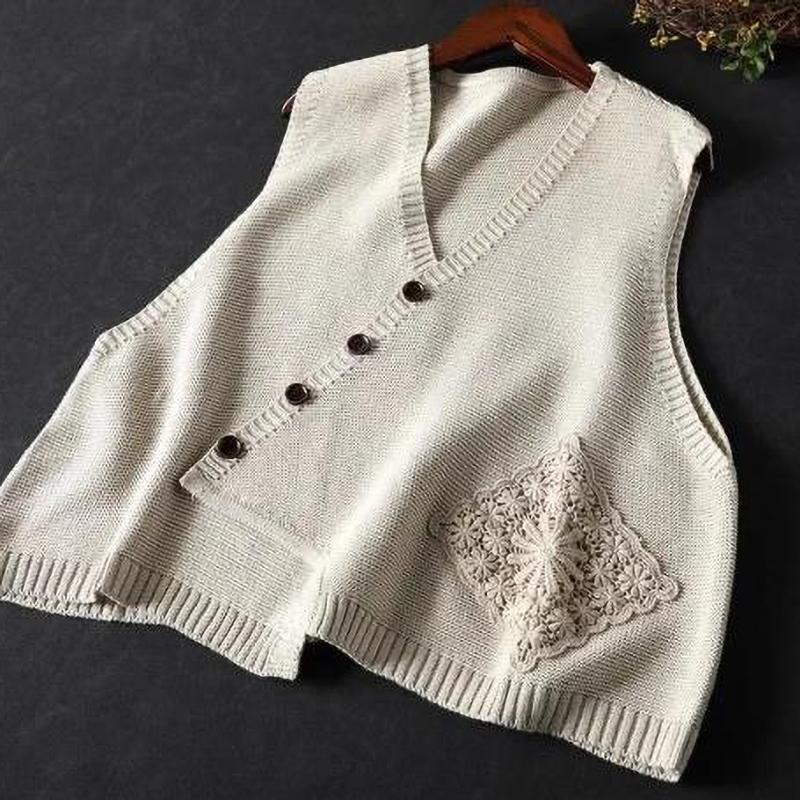 Winter V-Ausschnitt Weste Damen Locker Geschnitten Layering Strickjacke Herbst Warm Mode Übergroß Ärmellos