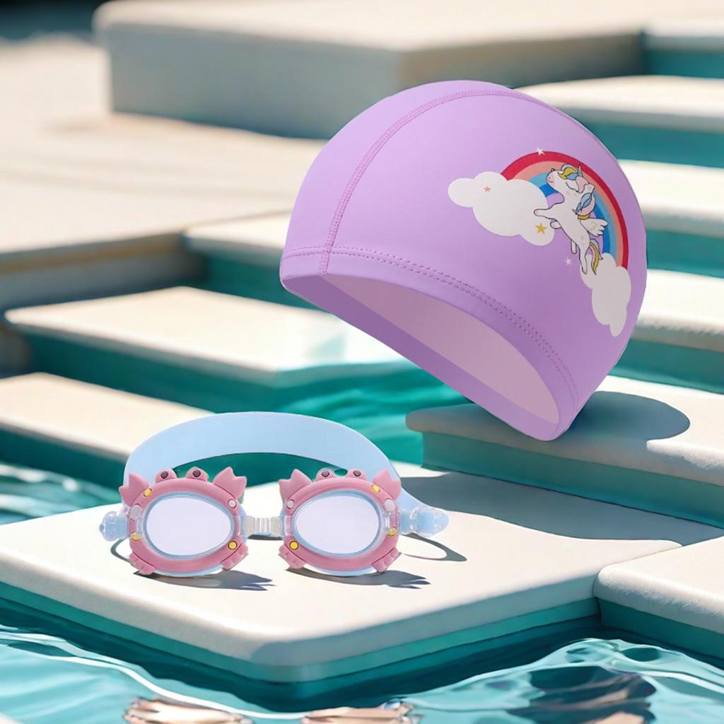 Verstellbare Anti-Beschlag Einhorn-Schwimmbrille für Kinder mit Cartoon-Riemen