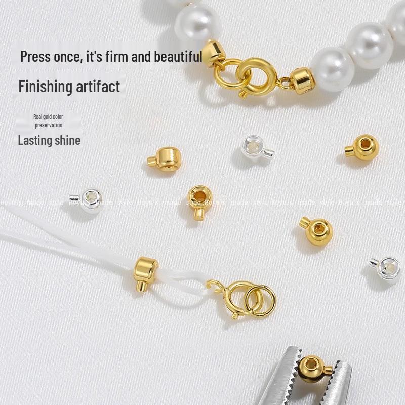 14K Gold Positionierverschluss Schließe Clip für DIY Perlenkette - Farbbeständige Perlenendkappe