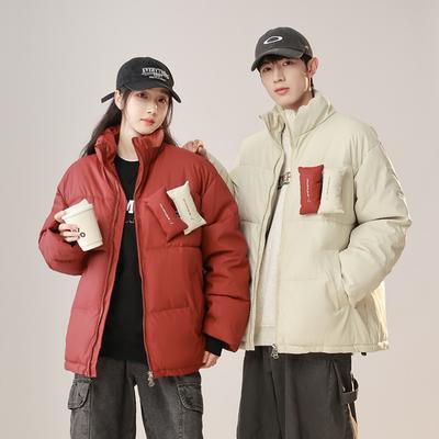 New Thickened Stand Collar Cotton Coat for Women Winter American Couple Short Loose Cotton Coat