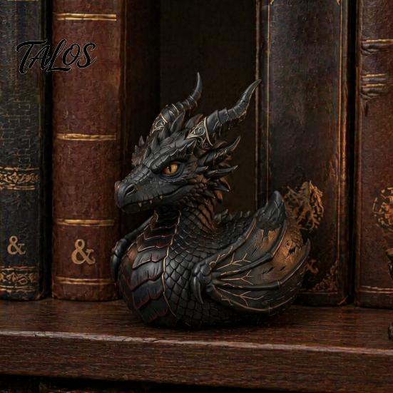 Medieval Fantasy Room Decor Dark Dragon Collectible Duck, Gothic Resin Statue for Home Decor, Hand-Painted Detailed Gift Mythical Figurine,