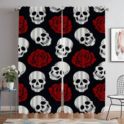 Mexiko Blume Totenkopf Verdunkelungsvorhänge für Wohnzimmer Fenstervorhang für Zimmer 2 Paneele Raumteiler Heim Innenvorhänge Jalousien