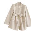 Women's Slimming Black Tie-Waist Blazer - 2023 Spring/Autumn Korean Style