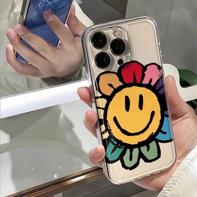 Cream Soft Colorful Sunflower Phone Case for iPhone 6s/7/8/11/12/13/14/15 Pro Max