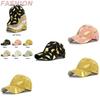 Summer Adjustable Cotton Baseball Cap With Gold Leaf Print Round Top And Curved Brim In Various Colors