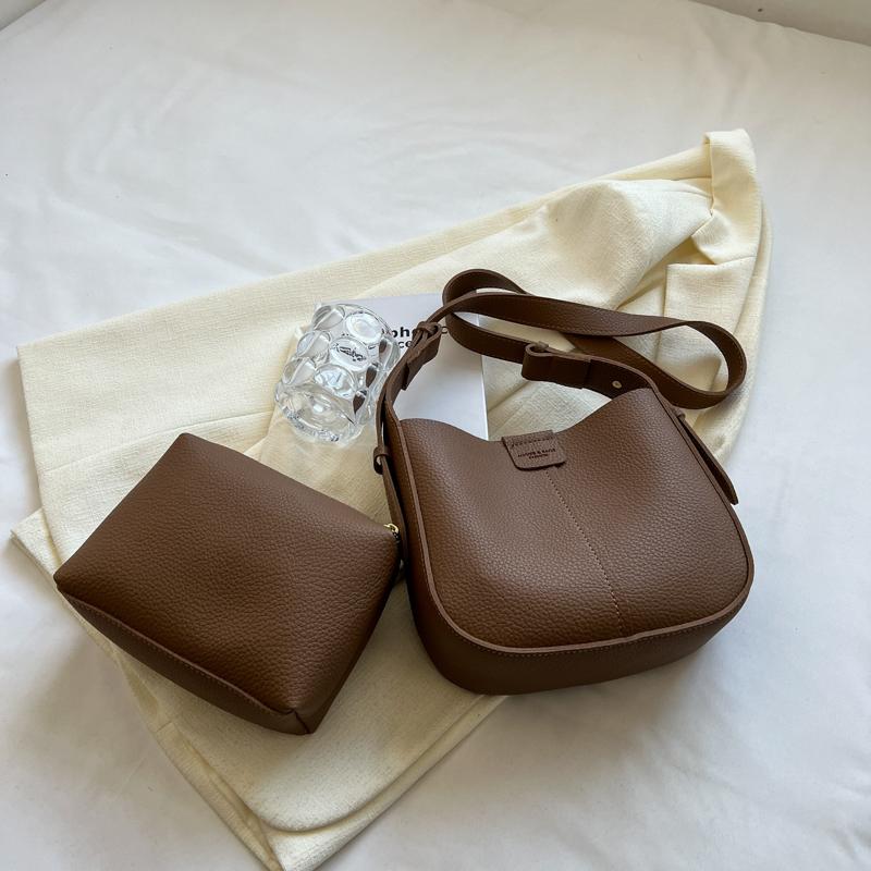 Vintage Handbags For Women Fashion Texture Pu Leather Shoulder Crossbody Bag Large Capacity Female Bucket Totes New