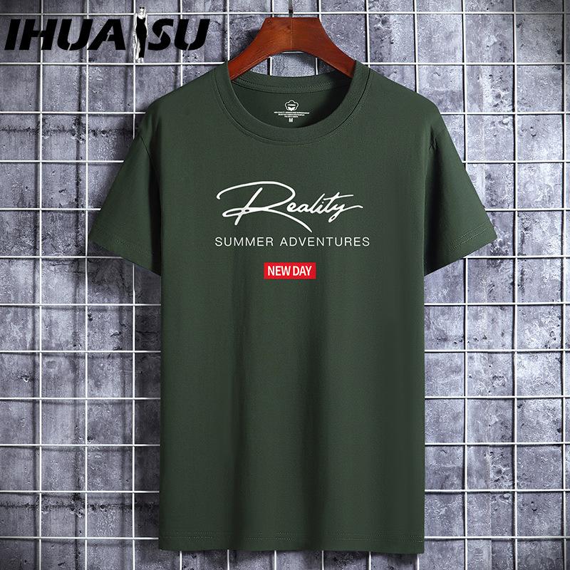 IHUASU Cotton Short Sleeve T-shirt Men's Fashion Loose Half Sleeve Shirt Printed Compassionate Shirt