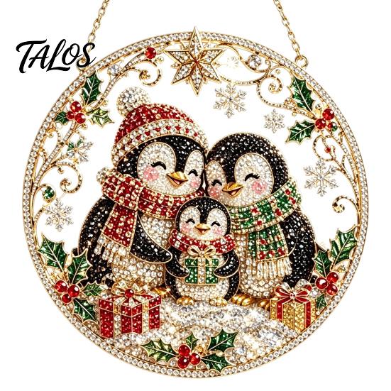 Dekorative Fensterhängekunst Weihnachten Strass-Imitat Schmuck-Set, Weihnachtsmann Engel Sonnenfänger DIY Acryl Baumkugeln Runde Platte, 3D Perlen Bastelset für D beige