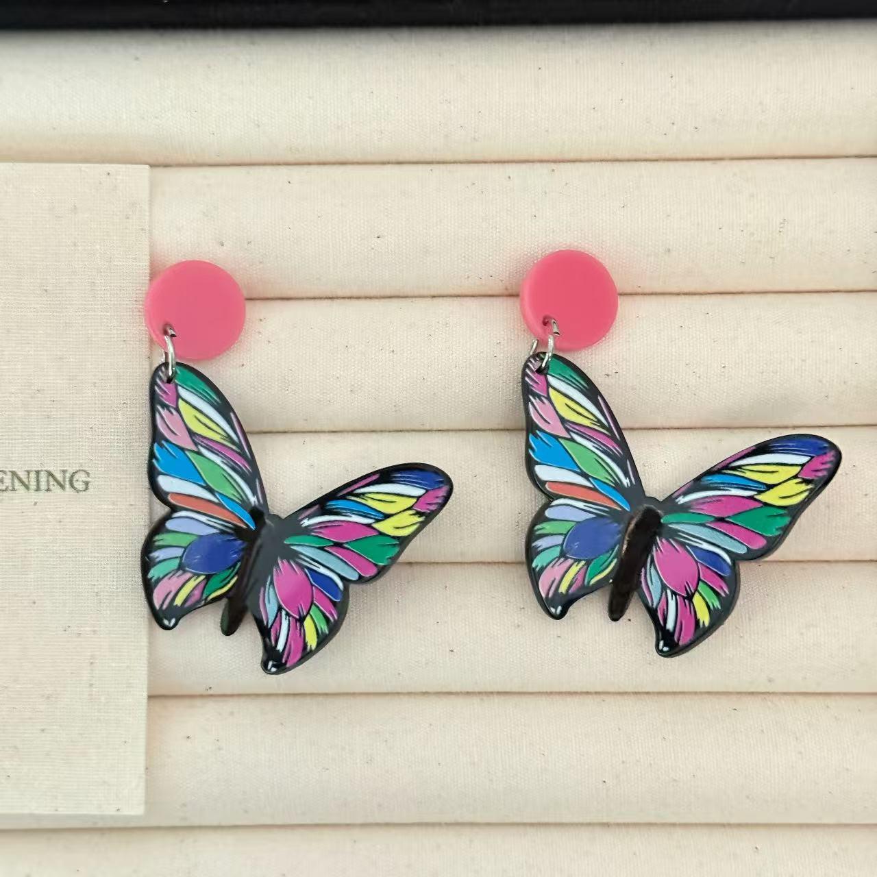 

Ретро 3D сережки-метелики: Ручний розпис, Акрил в етнічному стилі для жінок