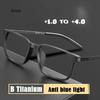 TR90 Hochwertige Lesebrille aus reinem Titan für Herren Anti-Blaulicht Presbyopie Brille mit Dioptrien +1,0 bis +4,0 Brillen