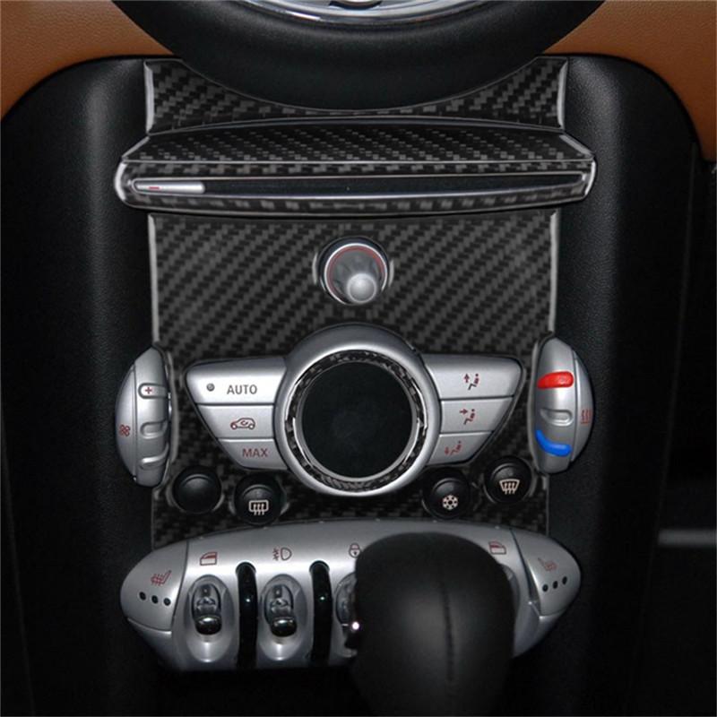 Carbon Fiber Car Central Handbrake Gear Shift Panel Trim Cover Stickers For BMW MINI Cooper R55 R56 R57 2007-2010 Accessories