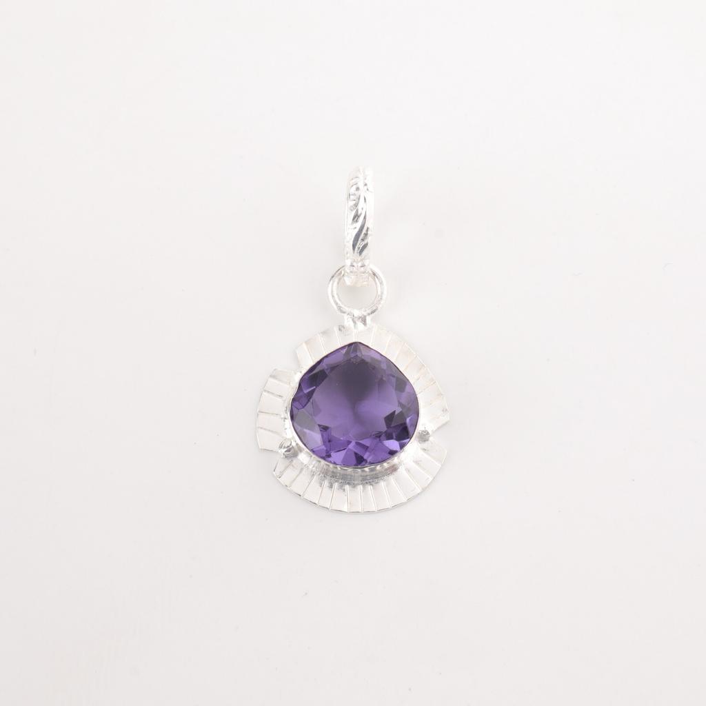 Heart Iolite Gemstone Sterling Silver Engagement Gift Ethnic Birthday Pendant PP-8-2