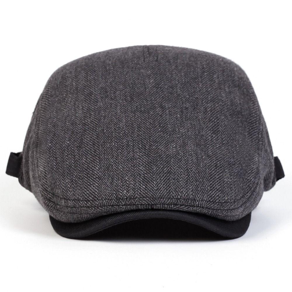 Retro Adjustable Newsboy Caps Grid Design Herringbone Pattern Berets British Style Painters Hats Men Fashion