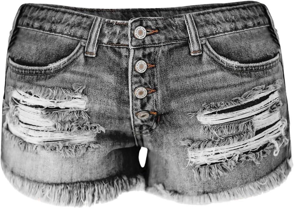 2026 Women's High-Waisted Fringed Ripped Denim Shorts - Versatile American Trend Fashion.