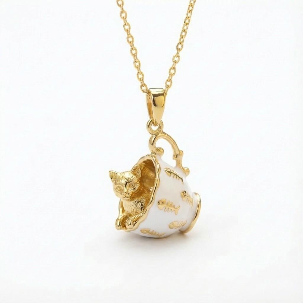 Animal Charm Necklace With Bunny Cat Fox Pendant For Women Gift