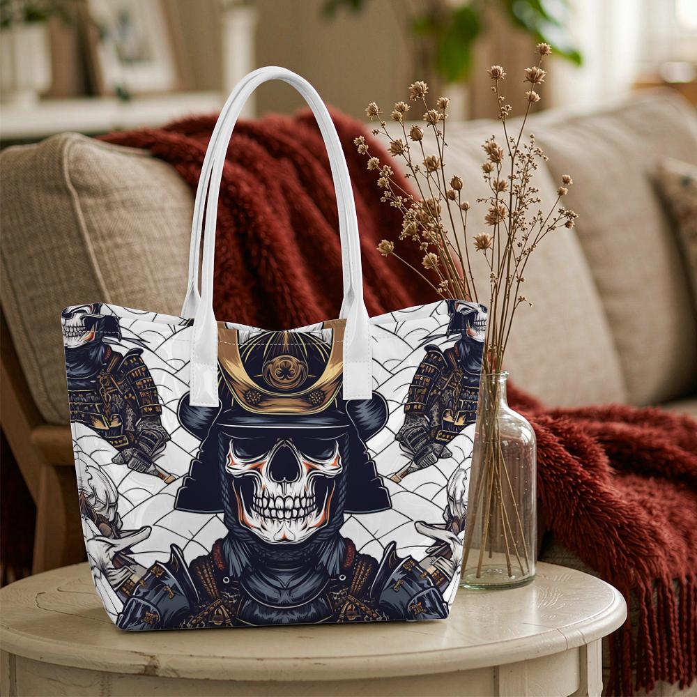 Skull Samurai Print Casual Tote Bag for Daily Outdoor Carry