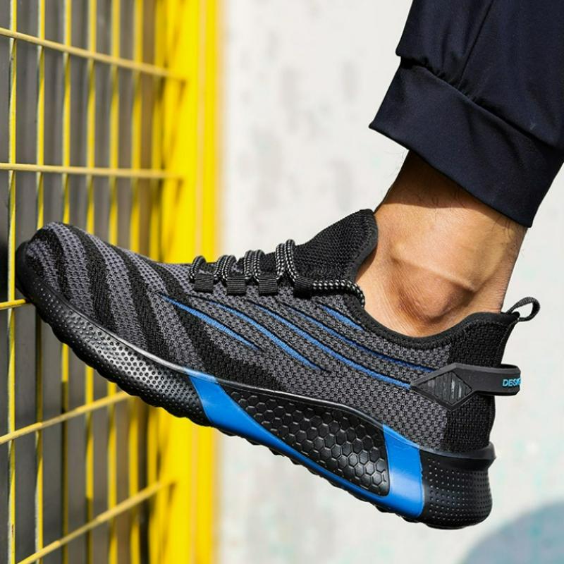Men's Safety Shoes Work Safety Shoes Breathable Anti-Puncture Protective Shoes Lightweight Sneakers Lace-up Indestructible Boots