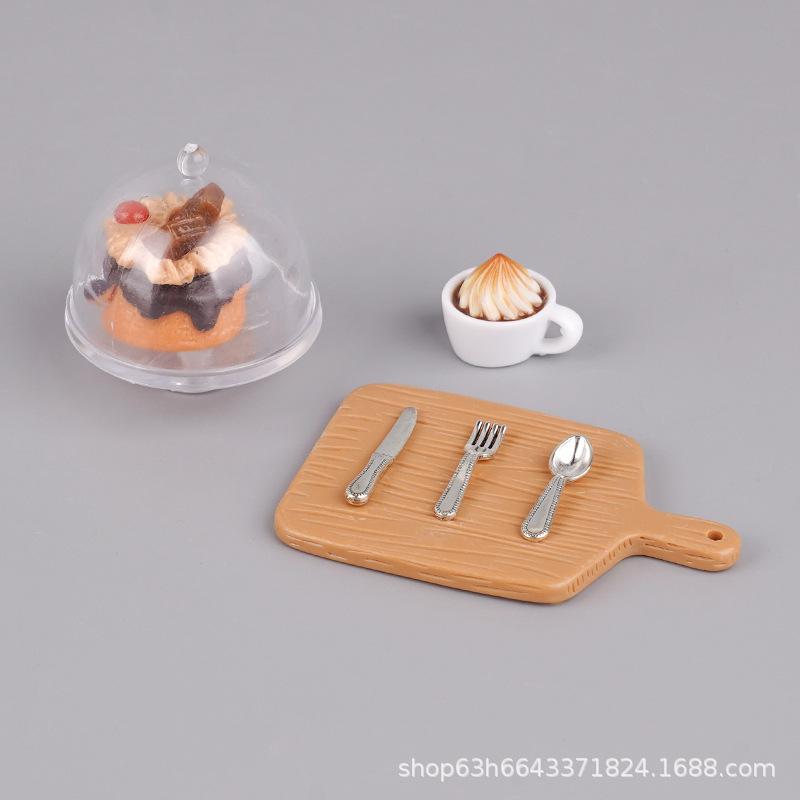 

Кукольный домик Симуляция Миниатюрная еда Игровой поднос Модель кофейного торта Аксессуары Игрушки для кукольного домика