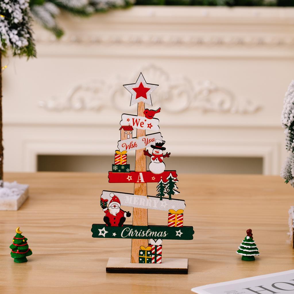 Wooden Christmas Tree Desktop Ornament Santa Claus Merry Christmas Sign Plaque Xmas Decoration for Home 2025 New Years Noel Gift