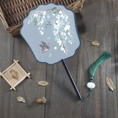 Chinese Style Chinese Embroidery Fan with Tassels Tuan Fan Dance Fan Silk Fan  Home Decor