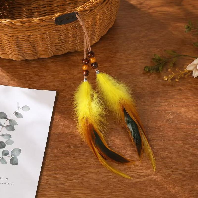 2 Stück Böhmische Retro Feder Haarspangen - Ethnische Quaste Langes Haarband Exotischer Stil Böhmische Haaraccessoires Für Frauen