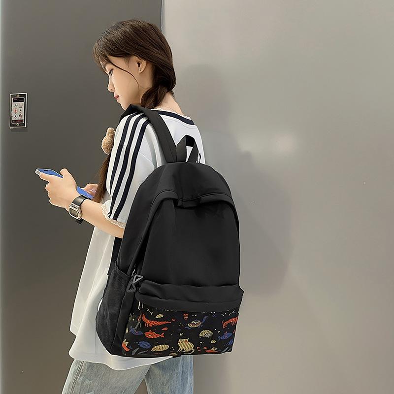 Korean Versatile Edition Large Capacity Lightweight Backpack Fashion Backpack Student ins College Wind Nylon School Bag