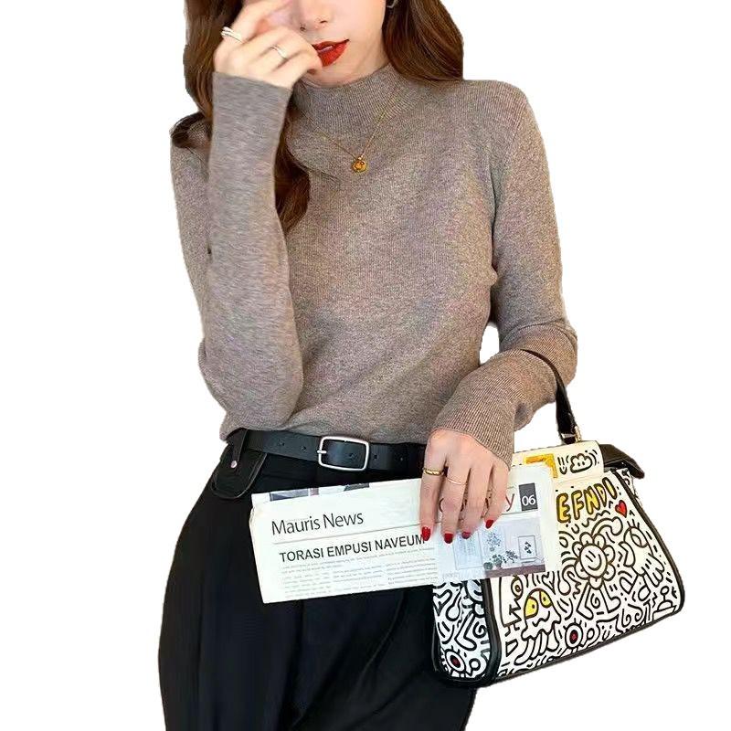 Klasický dámský pletený svetr s kulatým výstřihem - Podzimní/Zimní styl Ulzzang