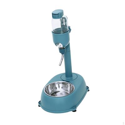 2 In 1 Pet Automatic Water Drinker Drinking Fountain Food Bowls 500ml Bottle Adjustable Height