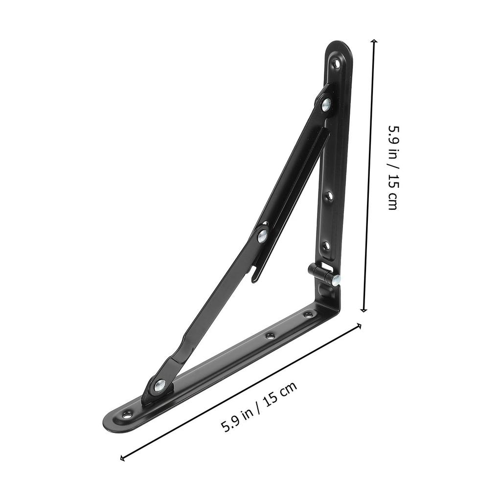 2Pcs Black Folding Support Brackets Heavy Duty Wall Board Support Rack Practical Folding Shelf Brackets for Garage Workbench
