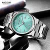 Men's New Quartz Watch Fashion Golden Analog Waterproof Wristwatch with Calendar Luminous Hands Stainless Steel Strap