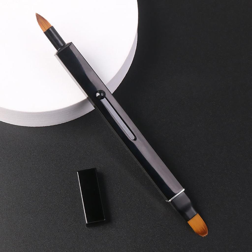 Portable Double-Ended Retractable Lip Brush with Lid | Lipstick & Lip Liner Brush | Beginner-Friendly Makeup Tool