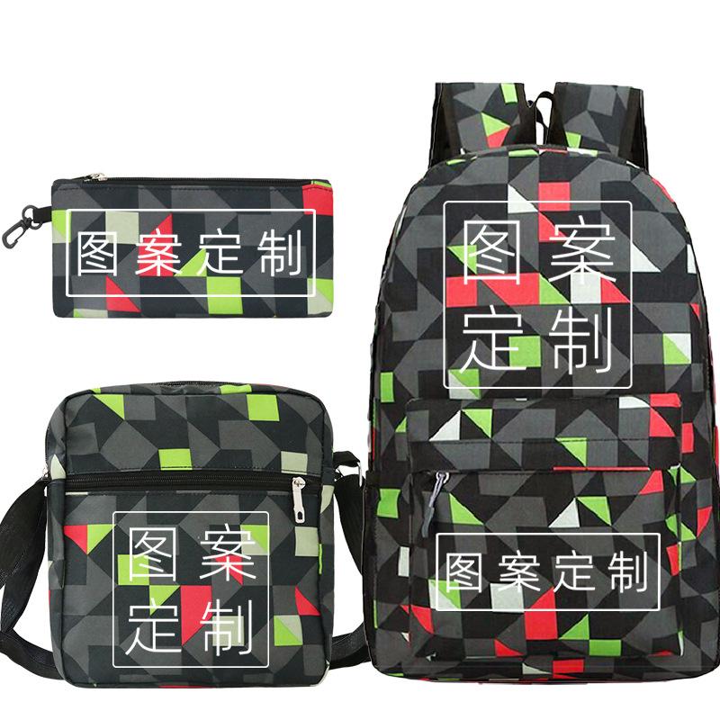 Student Schoolbag Making Oxford Cloth Backpack Shoulder Bag Pencil Bag Combination Three-Piece Set