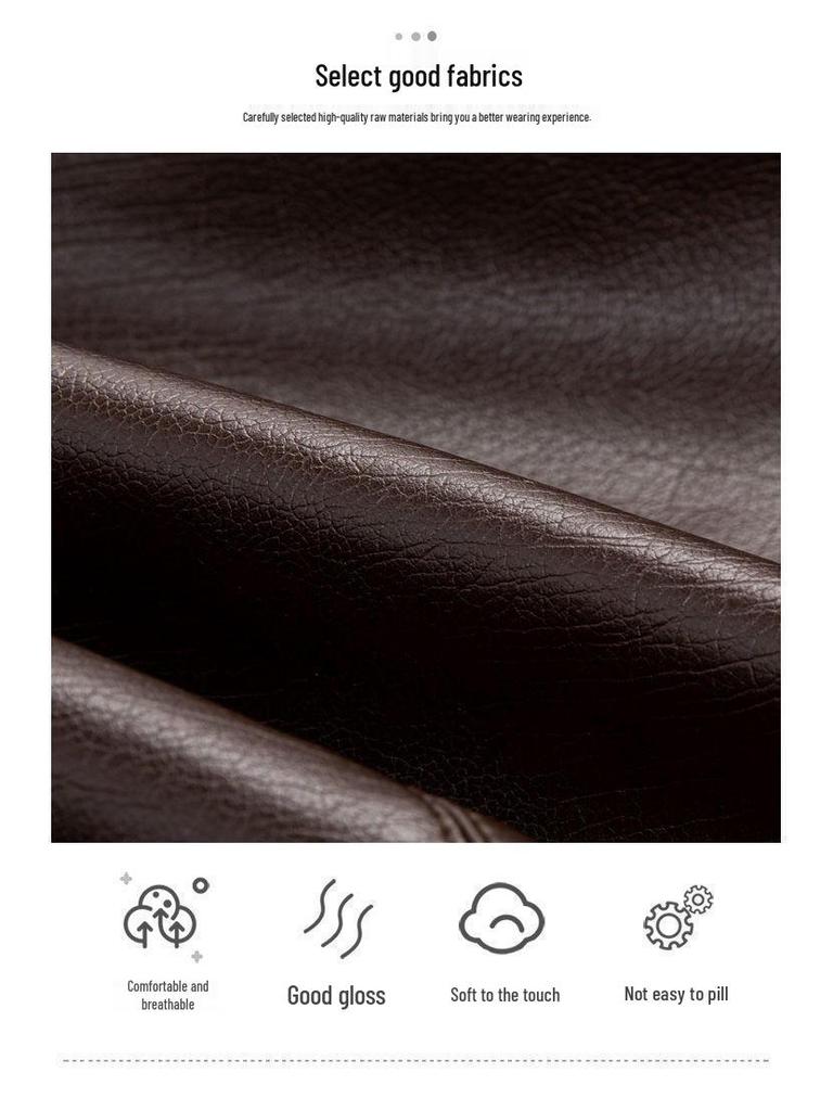 Men's Casual Autumn Leather Jacket - Middle-aged Plus Velvet Thick Style