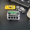 Engine Block Desk Organizer - Black Resin Business Card & Pen Holder, Perfect Gift for Car Enthusiasts and Mechanics decor