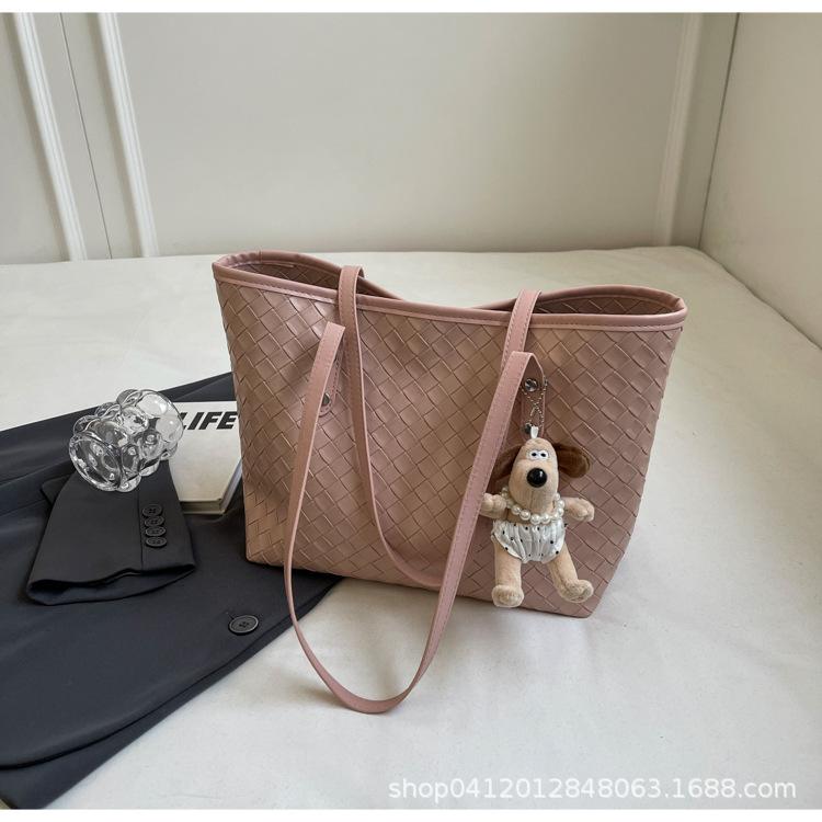 Large-capacity Woven Tote Bag Women's 2025 New Fashion Explosion Shoulder Bag Simple Texture Work Commuter Bag