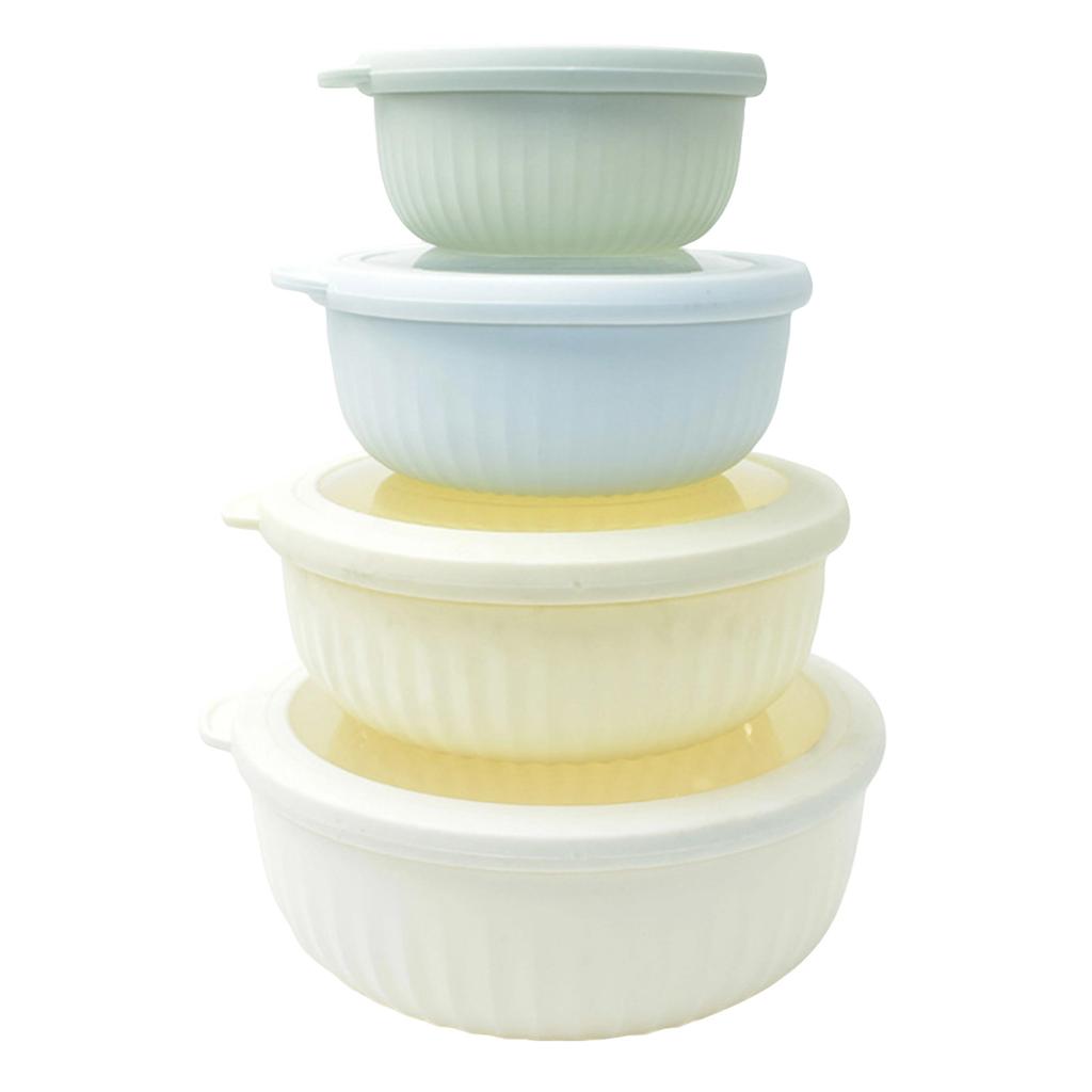 8 Piece Nesting Plastic Food Storage Bowls Set with Silicone Sealed Lids Airtight Refrigerator Containers for Meal Prep and Leftovers