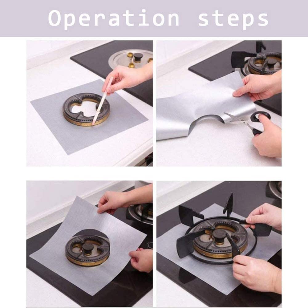 1/4/10/10Pc Gas Stove Protector Cooker Cover Liner Clean Mat Pad Kitchen Gas Stove Stovetop Protector Kitchen Accessory Utensils