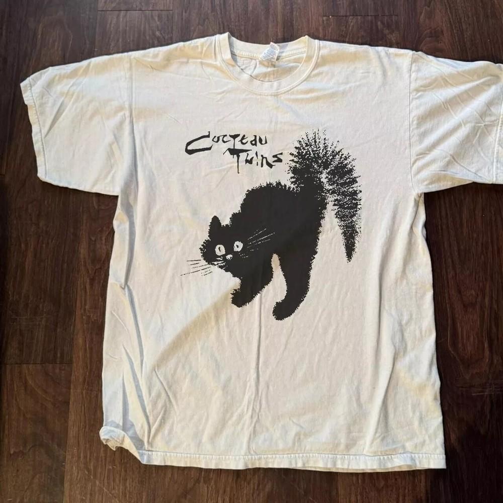 Cocteau Twins Cat Band Белая футболка с коротким рукавом Ретро Унисекс Футболка Перепечатка S-5XL Унисекс Футболка XXL