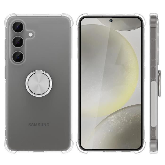 Coque de protection - BOOLING - pour Samsung Galaxy S24 FE - Souple - Transparent - Support à Anneau Rotatif 360°