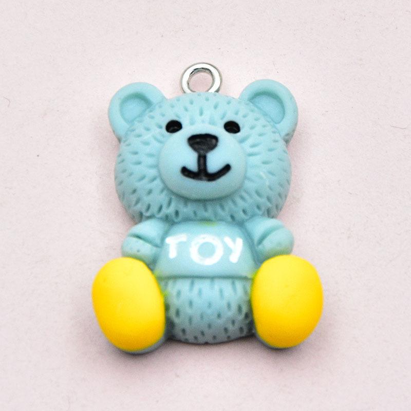 Colorful Resin Cartoon Bear Pendant & Letter Keychain for DIY Jewelry