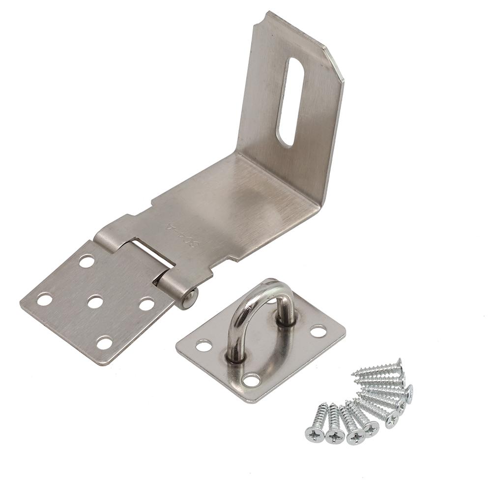 7777777         90 Degrees Latch Lock Cabinet Hasp With Screws Staple For Padlock Gate Door Shed  Box Drawer 304 Stainless Steel