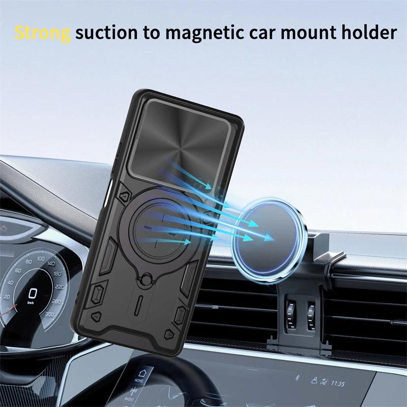 For OPPO A5 Pro 5G Case Slide Lens Protector With Ring Magnetic Holder Back Cover for Oppo oppo A5Pro 5G Armor Silicone PC Funda