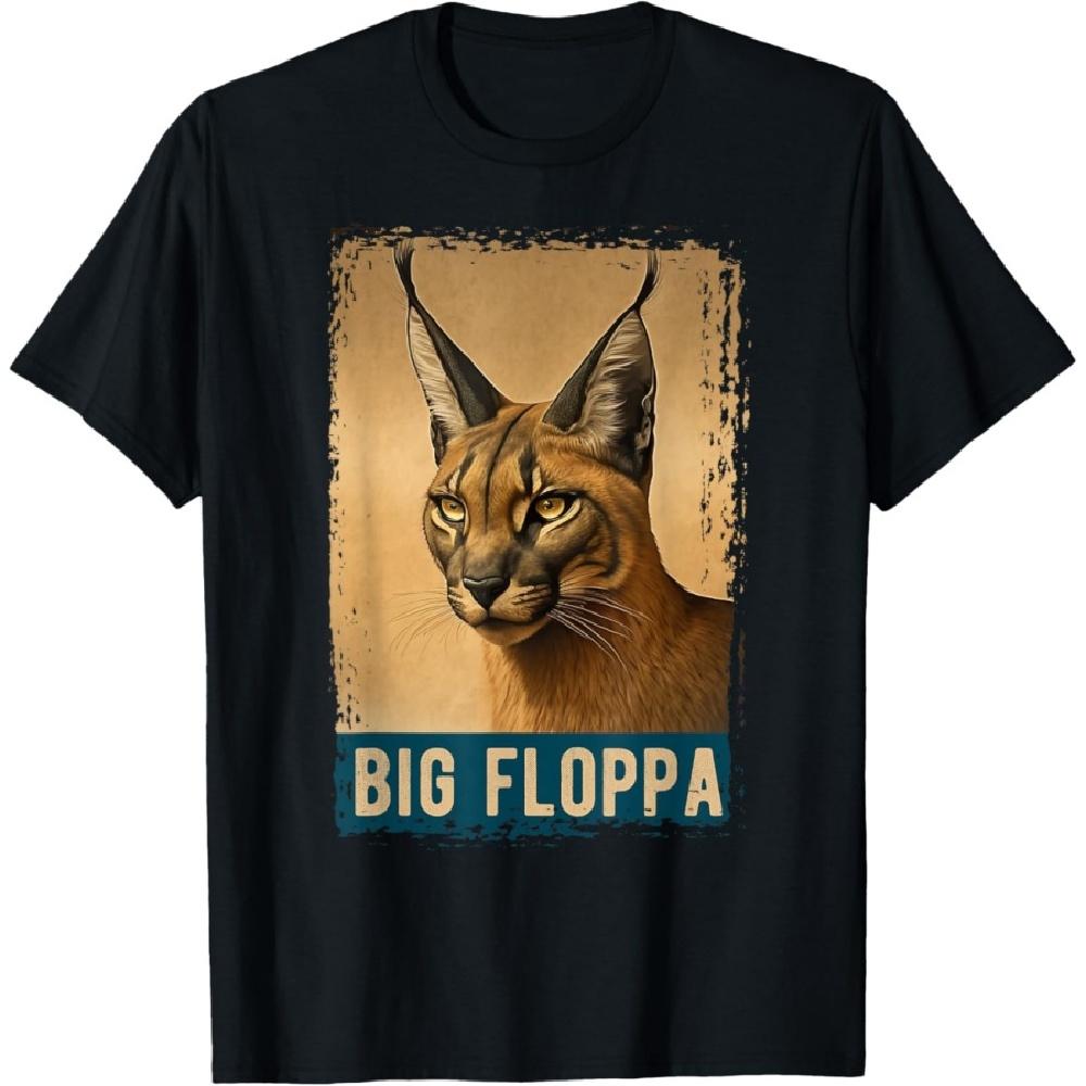 

Big Floppa Shirt For Kids Meme Cute Caracal Cat Vintage T-Shirt(1) XXXXXL чёрный