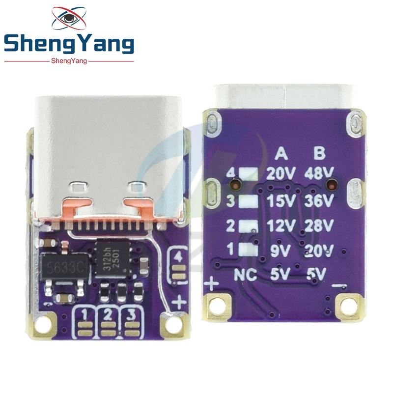 1/2/5PCS PD3.0 PD3.1 QC3.0 Deceiver Fast Charging Module DC 5/9/12/15/20/28/36/48V Voltage Trigger PD to DC Type C Interface