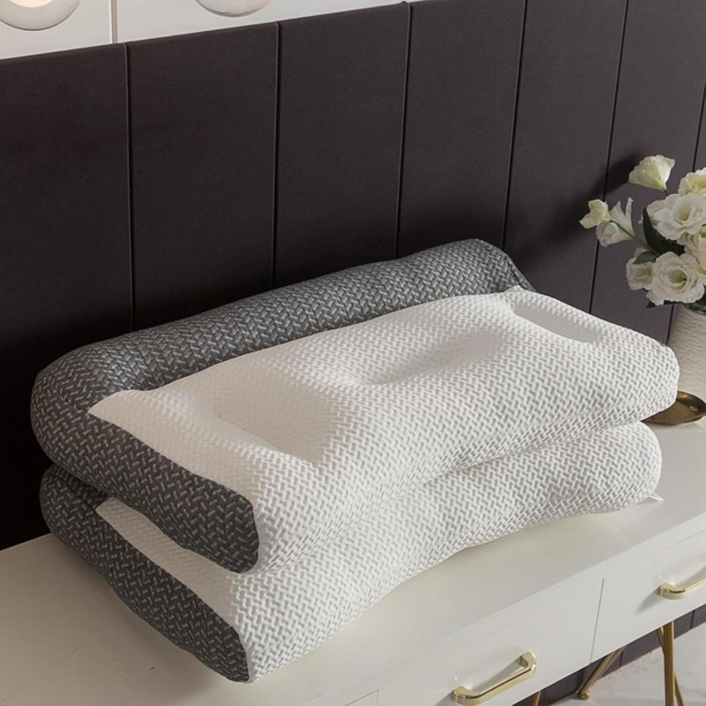 Ergonomic Contour Pillow for Neck Shoulder Pain Relief, Orthopedic Deep Sleep & Ease Sleep Pillow, Cervical Neck Support Pillows Soft Patchwork (Grey)