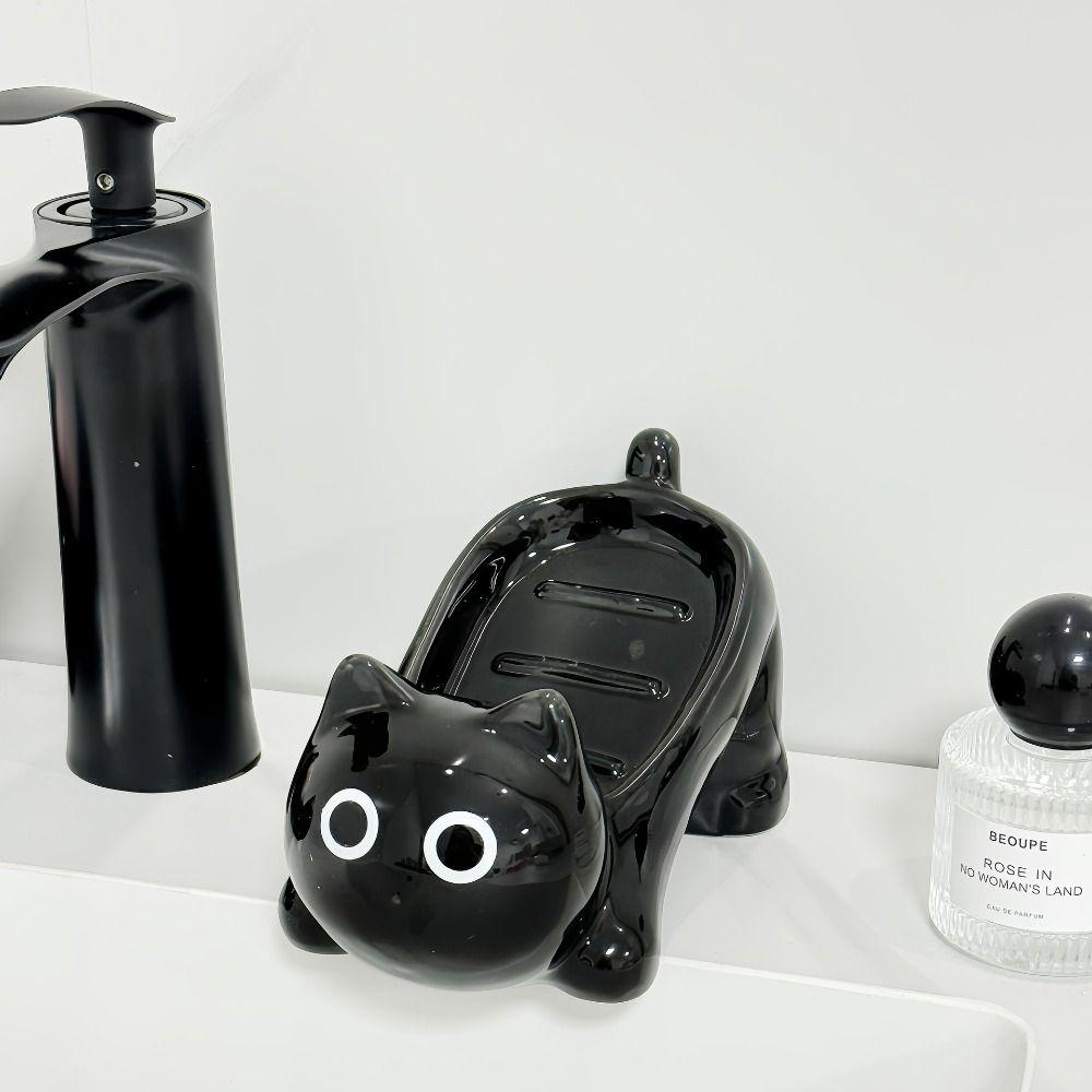 Cute Soap Holder Ceramic Bathroom Storage Rack Desktop Ornament Soap Dish Drainage Rack