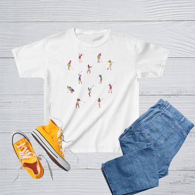 Girls Golf Shirt, Golfer Print Kids Tee