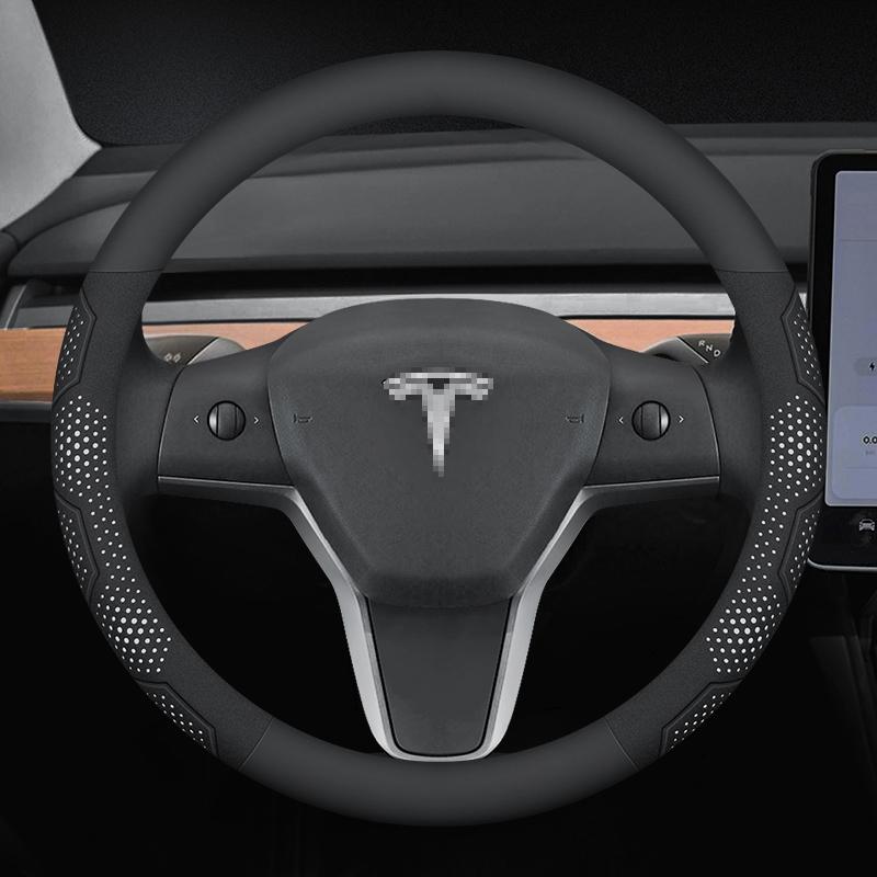 Carbon Fiber Suede Microfiber Leather Steering Wheel Cover for Tesla Model 3 Model Y Model S Model X Anti-slip Car Accessory